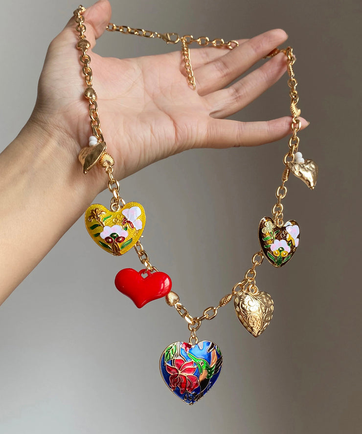 Beautiful Rainbow Copper Alloy Love Floral Pendant Necklace