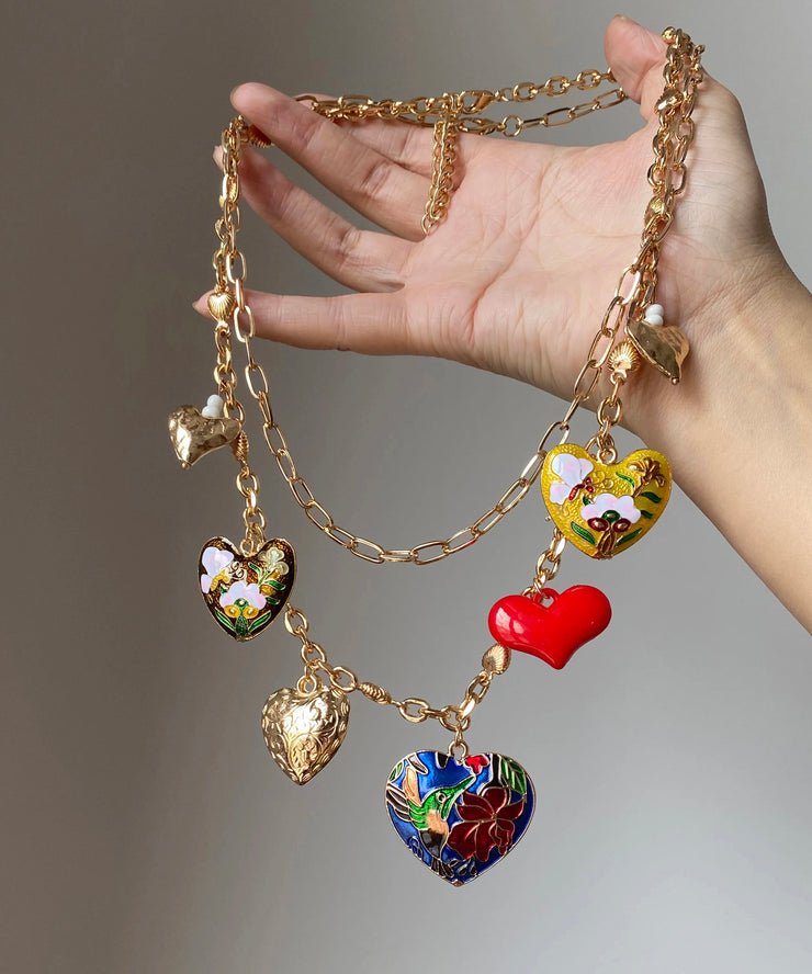 Beautiful Rainbow Copper Alloy Love Floral Pendant Necklace