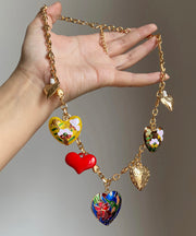 Beautiful Rainbow Copper Alloy Love Floral Pendant Necklace