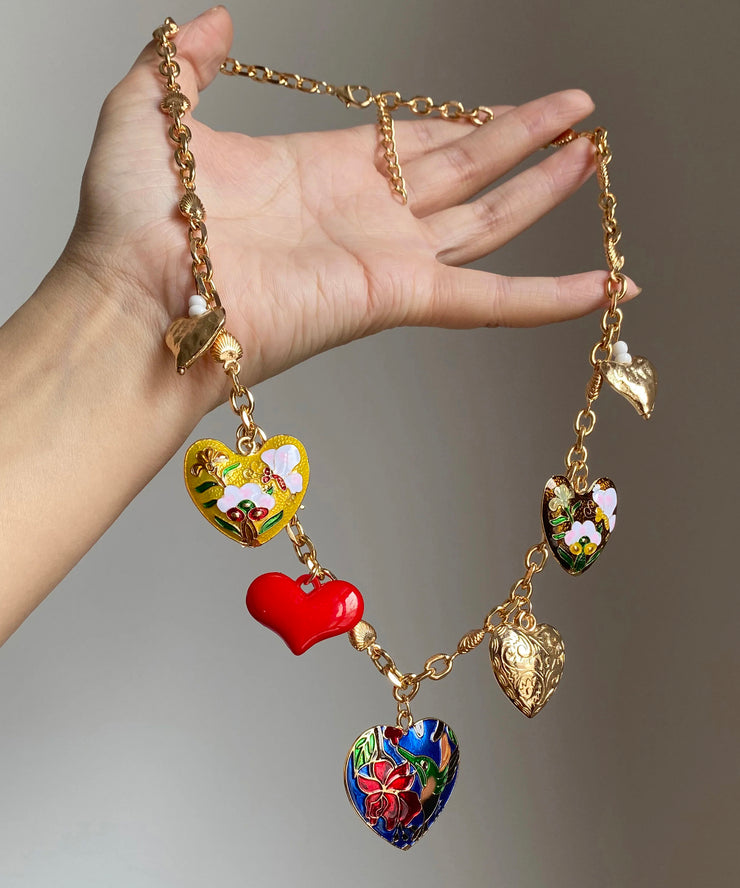 Beautiful Rainbow Copper Alloy Love Floral Pendant Necklace