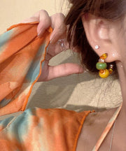 Beautiful Rainbow Copper Overgild Beading Hoop Earrings