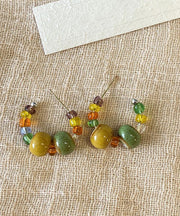 Beautiful Rainbow Copper Overgild Beading Hoop Earrings