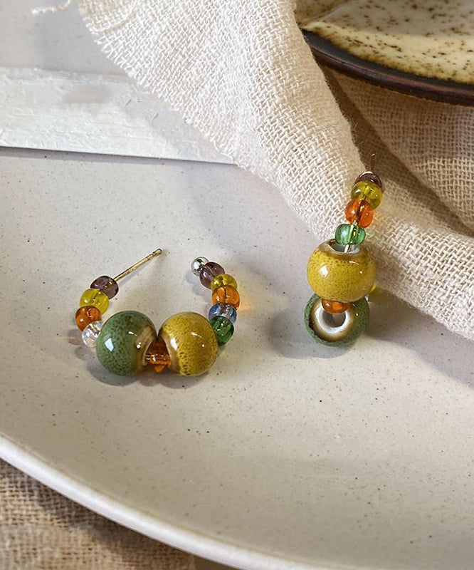 Beautiful Rainbow Copper Overgild Beading Hoop Earrings