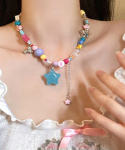 Beautiful Rainbow Copper Resin Beads Love Tassel Pendant Necklace