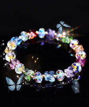 Beautiful Rainbow Crystal Butterfly Beading Chain Bracelet