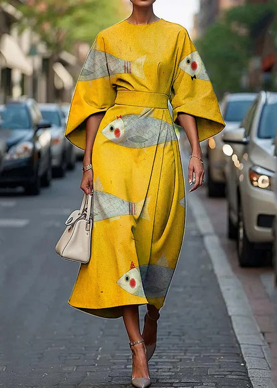 Beautiful Rainbow O-Neck Print Maxi Dresses Summer