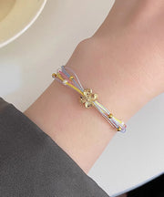 Beautiful Rainbow Weaving Multicolored Floral Charm Bracelet