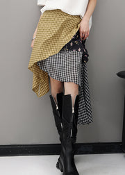 Beautiful Red Asymmetrical Plaid Cotton Skirts Summer