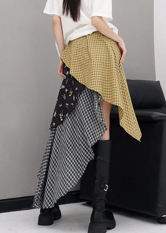 Beautiful Red Asymmetrical Plaid Cotton Skirts Summer
