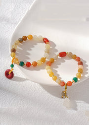 Beautiful Red Jade Red Agate Green Agate Chalcedony Gourd Cinnabar Charm Bracelet
