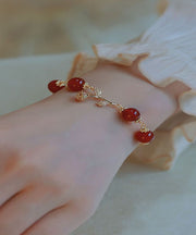 Beautiful Red Sterling Silver Overgild Zircon Agate Charm Bracelet