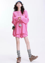 Beautiful Rose Oversized Cozy Knit Two Piece Suit Set Spring