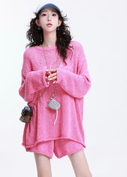 Beautiful Rose Oversized Cozy Knit Two Piece Suit Set Spring