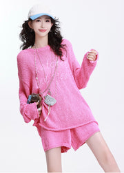 Beautiful Rose Oversized Cozy Knit Two Piece Suit Set Spring
