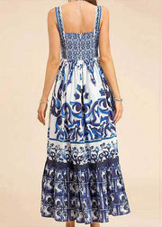 Beautiful Rose Print High Waist Cotton Spaghetti Strap Dress Sleeveless