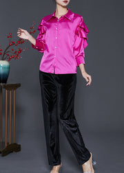 Beautiful Rose Silm Fit Silk Two Pieces Set Butterfly Sleeve