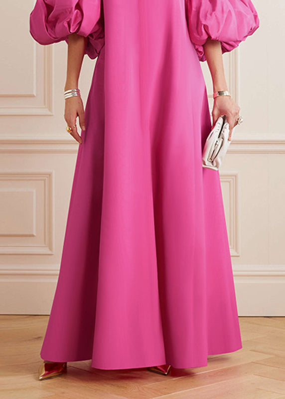 Beautiful Rose Stand Collar Maxi Dress Petal Sleeve