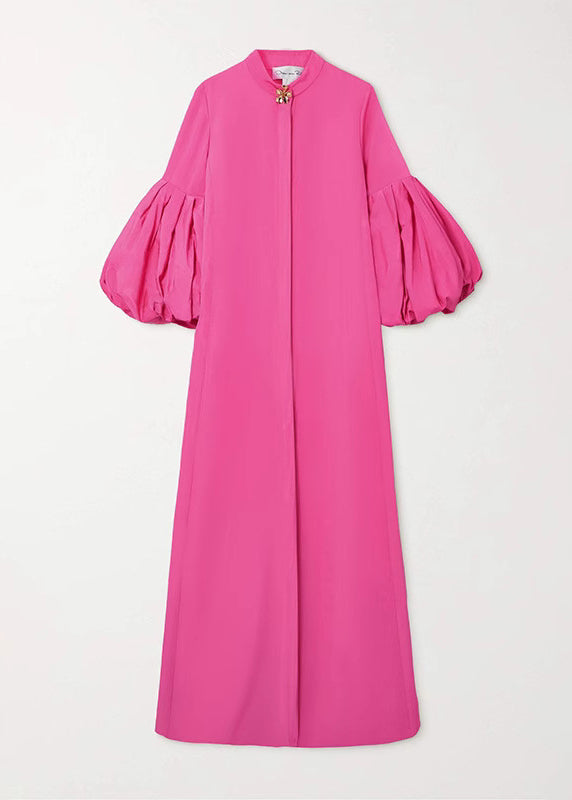 Beautiful Rose Stand Collar Maxi Dress Petal Sleeve