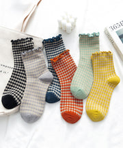 Beautiful Ruffled Plaid Cotton Crew Socks