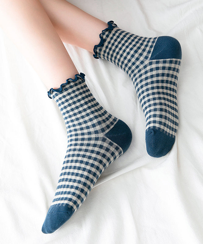 Beautiful Ruffled Plaid Cotton Crew Socks