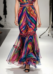 Beautiful Ruffled Tie Dye Chiffon Robe Dresses Summer