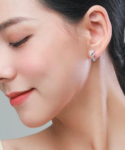 Beautiful Silk Sterling Silver Zircon Stud Earrings