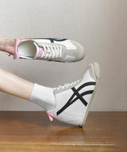 Beautiful Splicing Wedge High Wedge Heels Shoes Pink Faux Leather