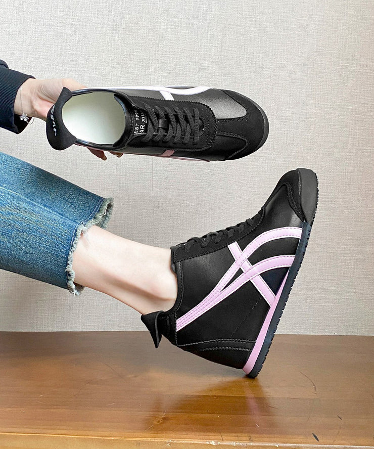 Beautiful Splicing Wedge High Wedge Heels Shoes Pink Faux Leather