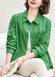 Beautiful Tea Green Oversized Cotton Shirt Tops Spring
