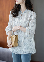 Beautiful White Butterfly Chiffon Eyelash Shirt Tops Fall