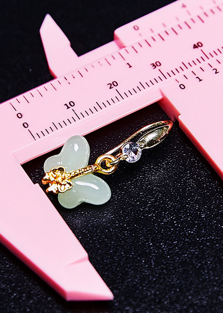 Beautiful White Butterfly Jade Gilding Drop Earrings