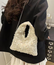 Beautiful White Sequins Womens Tote Handbag