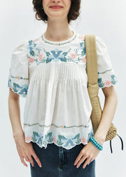 Beautiful Yellow Embroidered Puff Sleeve Cotton Shirt