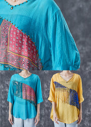 Beautiful Yellow Oversized Patchwork Rivet Cotton Tank Summer