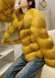 Beautiful Yellow Patchwork Leather And Fur Coats Winter