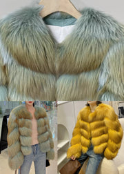 Beautiful Yellow Patchwork Leather And Fur Coats Winter