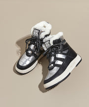 Beige Boots Platform Cowhide Leather Fitted Splicing Lace Up