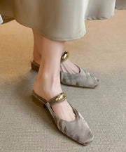 Beige Chunky Faux Leather Boutique Splicing Slide Sandals