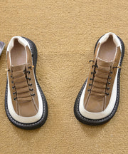 Beige Faux Leather Splicing Comfortable Loafers For Women
