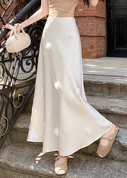 Beige Original Design Silk Summer Skirts High Waist