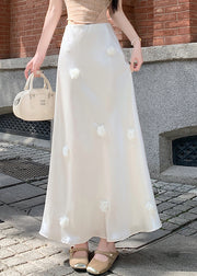 Beige Original Design Silk Summer Skirts High Waist