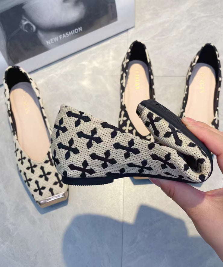 Beige Print Flat Feet Shoes Cotton Fabric 2025 New