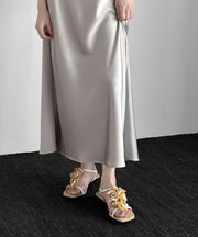 Beige Sheepskin Tassel Splicing Boho Water Sandals Peep Toe
