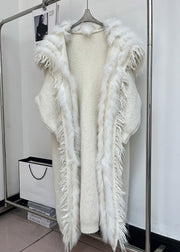 Beige Tasseled Pockets Patchwork Woolen Coats Sailor Collar