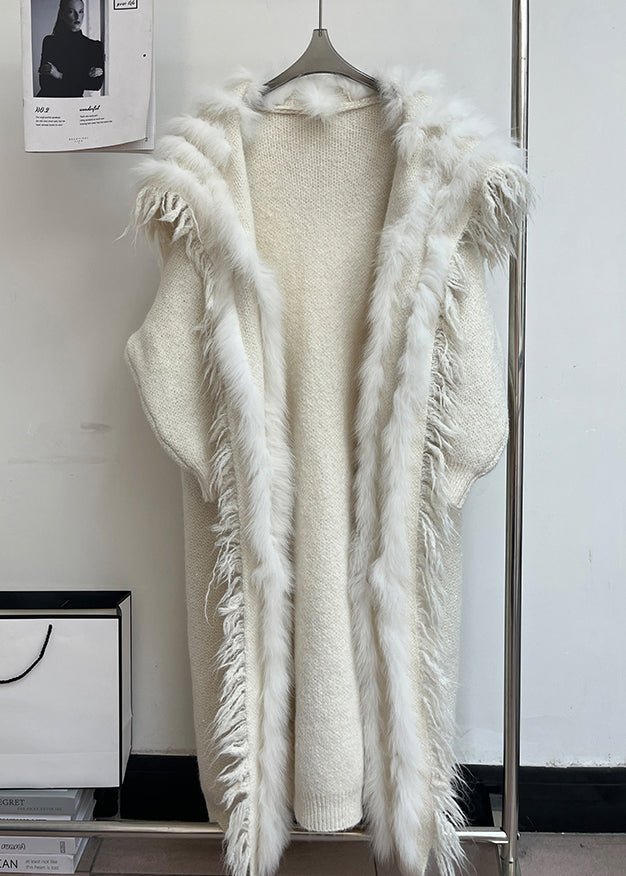 Beige Tasseled Pockets Patchwork Woolen Coats Sailor Collar