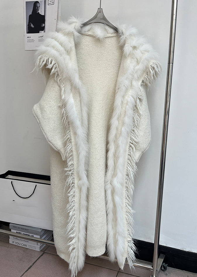 Beige Tasseled Pockets Patchwork Woolen Coats Sailor Collar