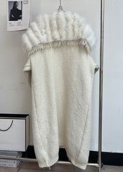 Beige Tasseled Pockets Patchwork Woolen Coats Sailor Collar