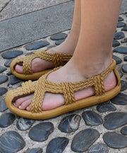 Best Beach Sandals For Walking Splicing Yellow Hollow Out Peep Toe