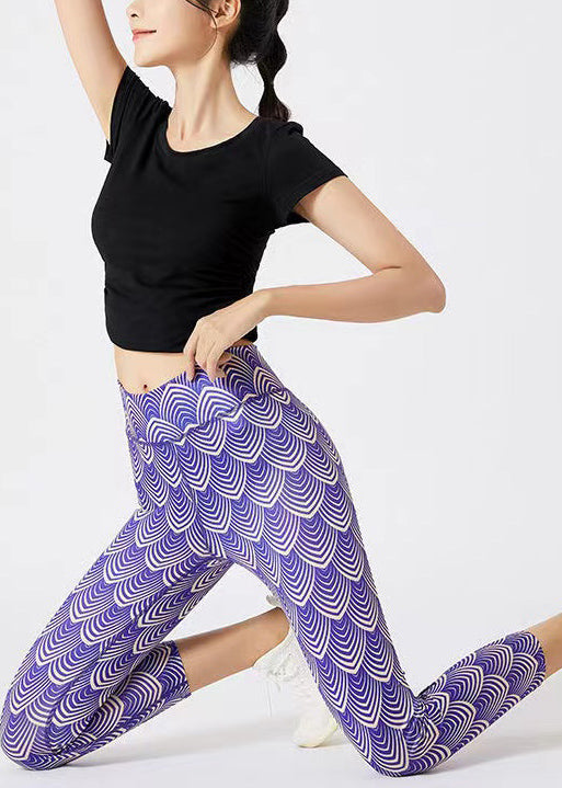 Best Lavender Print Seamless Capri Leggings Dri Fit Leggings