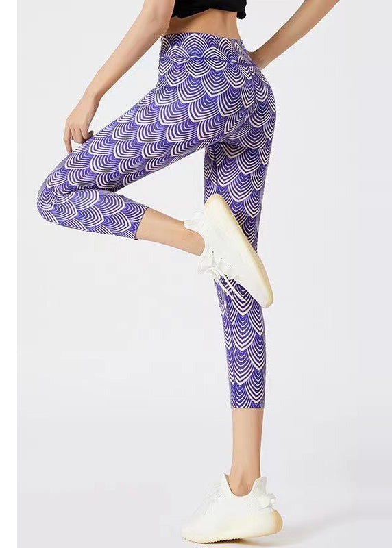 Best Lavender Print Seamless Capri Leggings Dri Fit Leggings